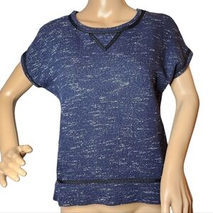 Madewell Nightsky Short Sleeve Marled Cotton Blend Sweatshirt. XS